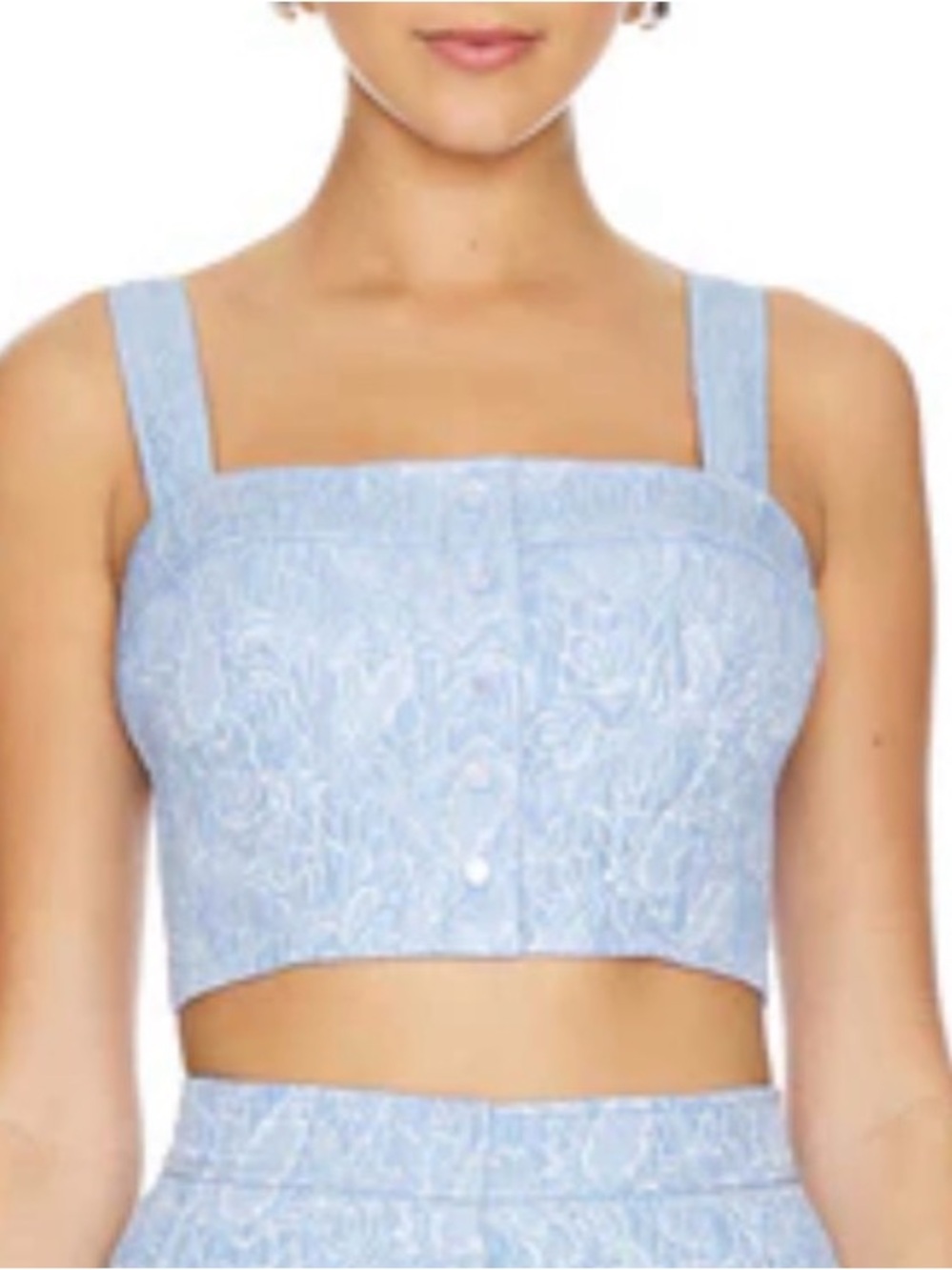 Amanda Uprichard x Revolve Spade Remington Brocade Cropped Top Blue S